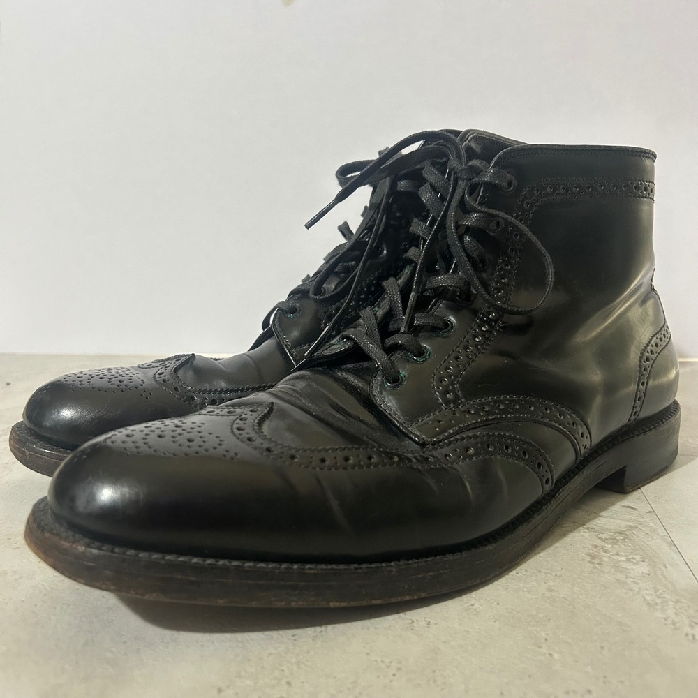 Alden x J Crew Wingtip Boots Black Leather Mens 11 B/D 44695 Made in USA